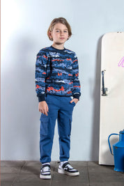 Scott Sweater Print Blauw