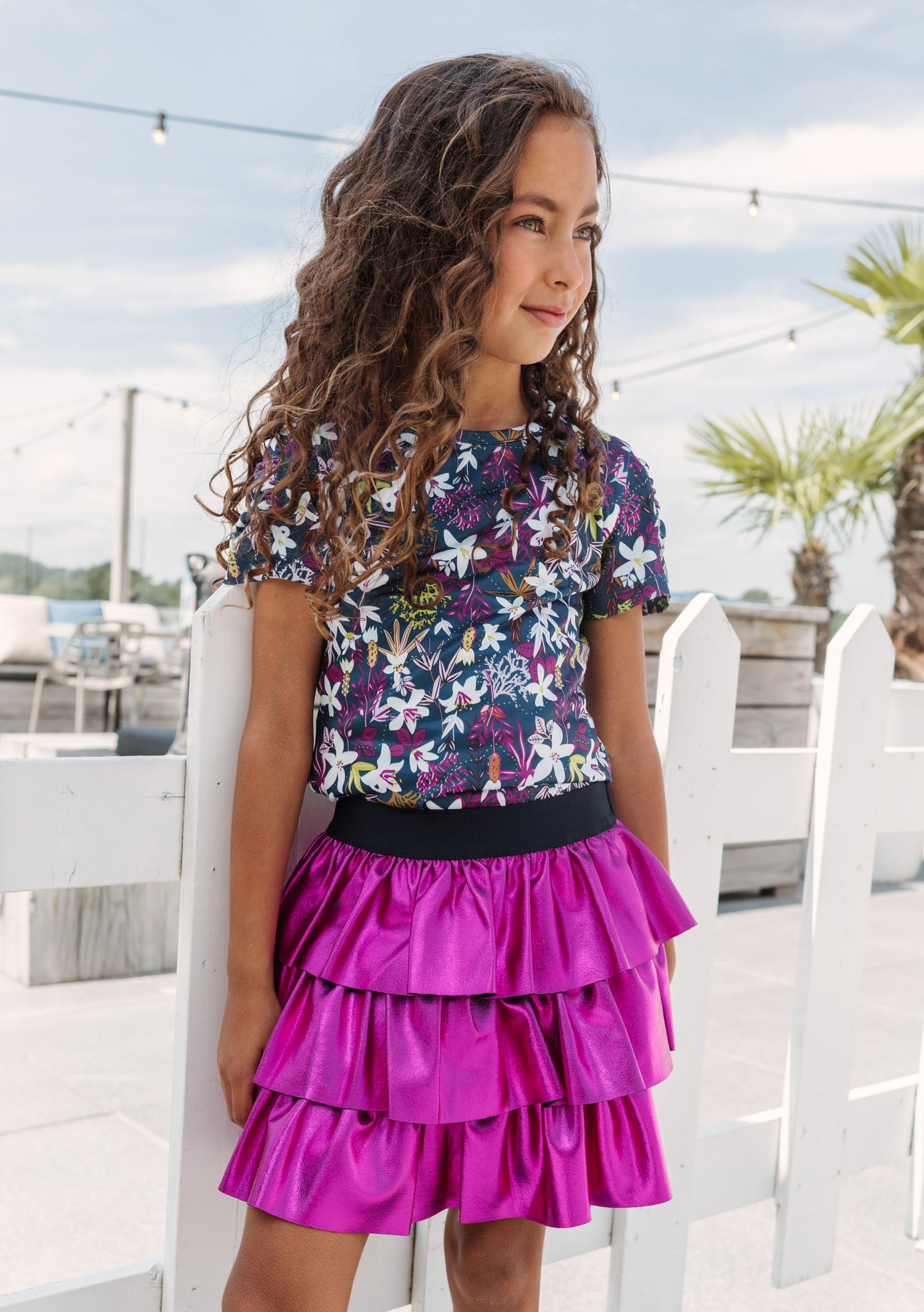 Girls metallic 3-layer skirt