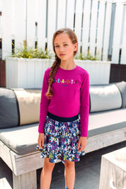 Girls dress with belle flower ao 2-layer skirt Fuchsia Purple 2026