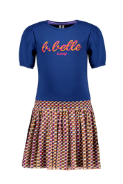 B.Nosy Mädchenkleid mit Puffärmeln und Retro-Allover-Mesh-Rock + Gürtel