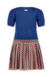 B.Nosy Mädchenkleid mit Puffärmeln und Retro-Allover-Mesh-Rock + Gürtel
