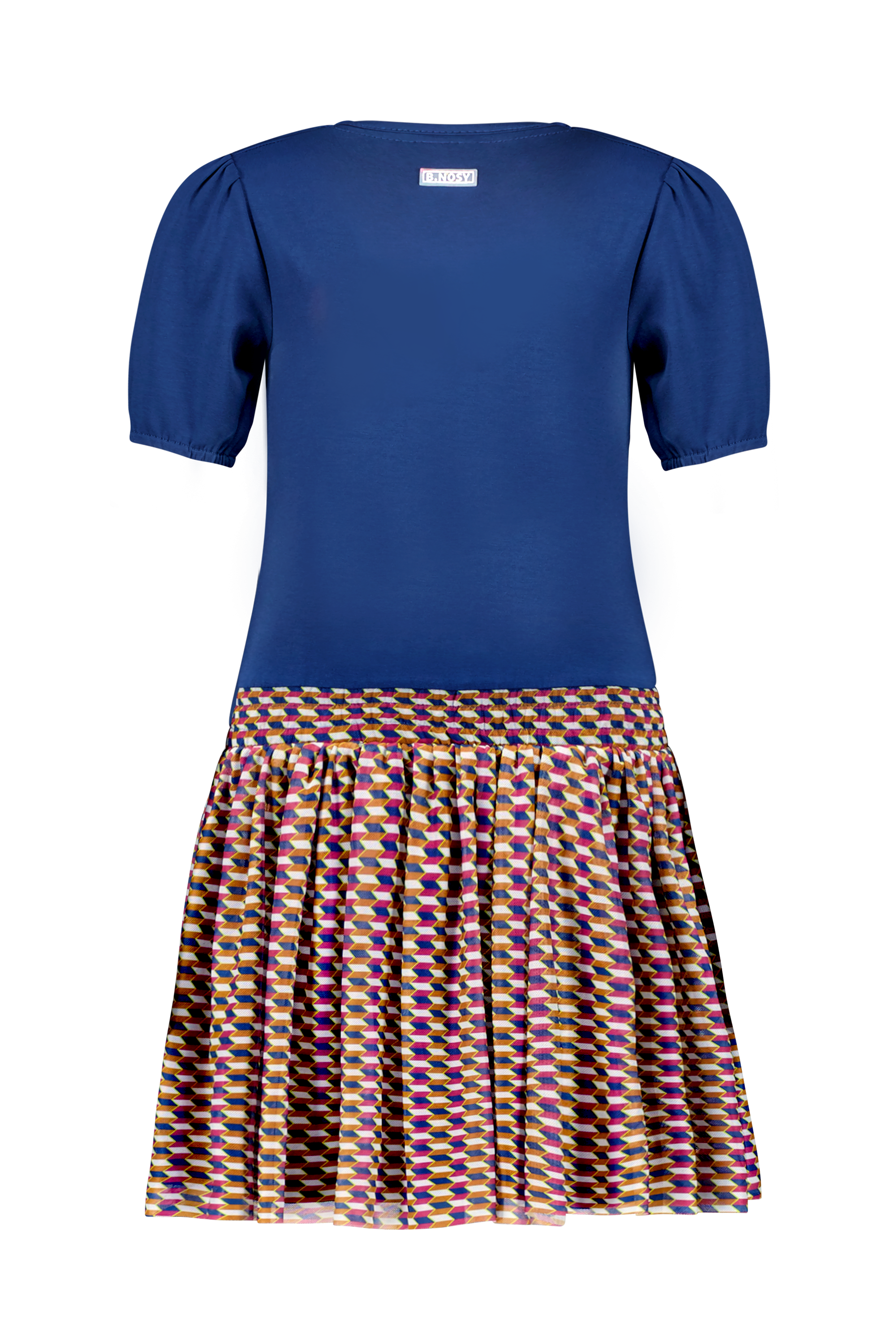 B.Nosy Mädchenkleid mit Puffärmeln und Retro-Allover-Mesh-Rock + Gürtel