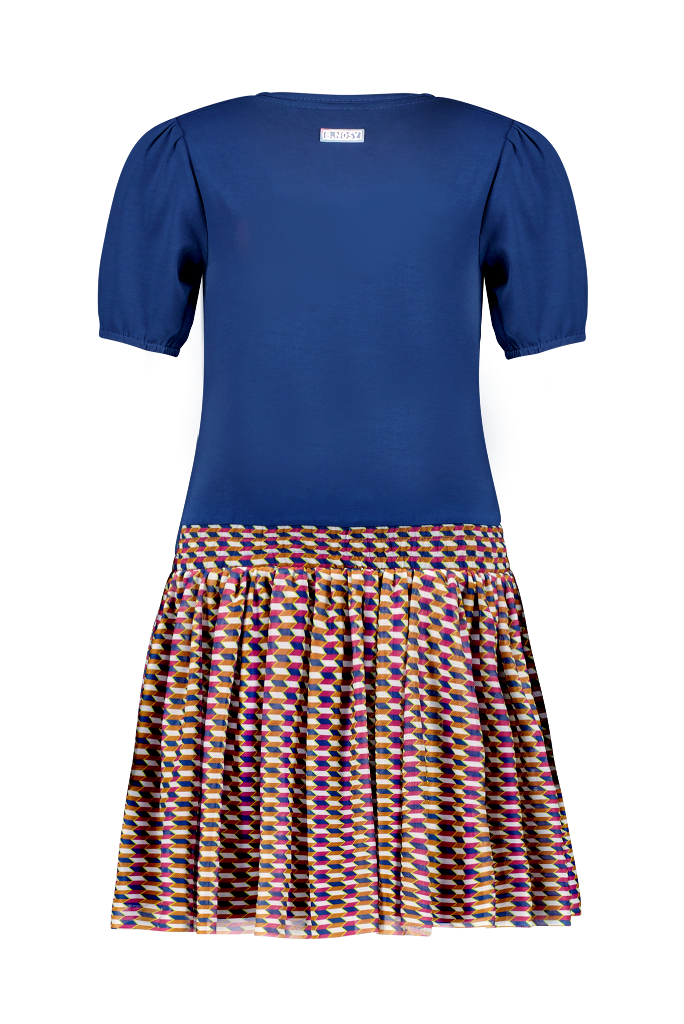 Girls dress with puffed sleeves and retro ao mesh skirt + belt