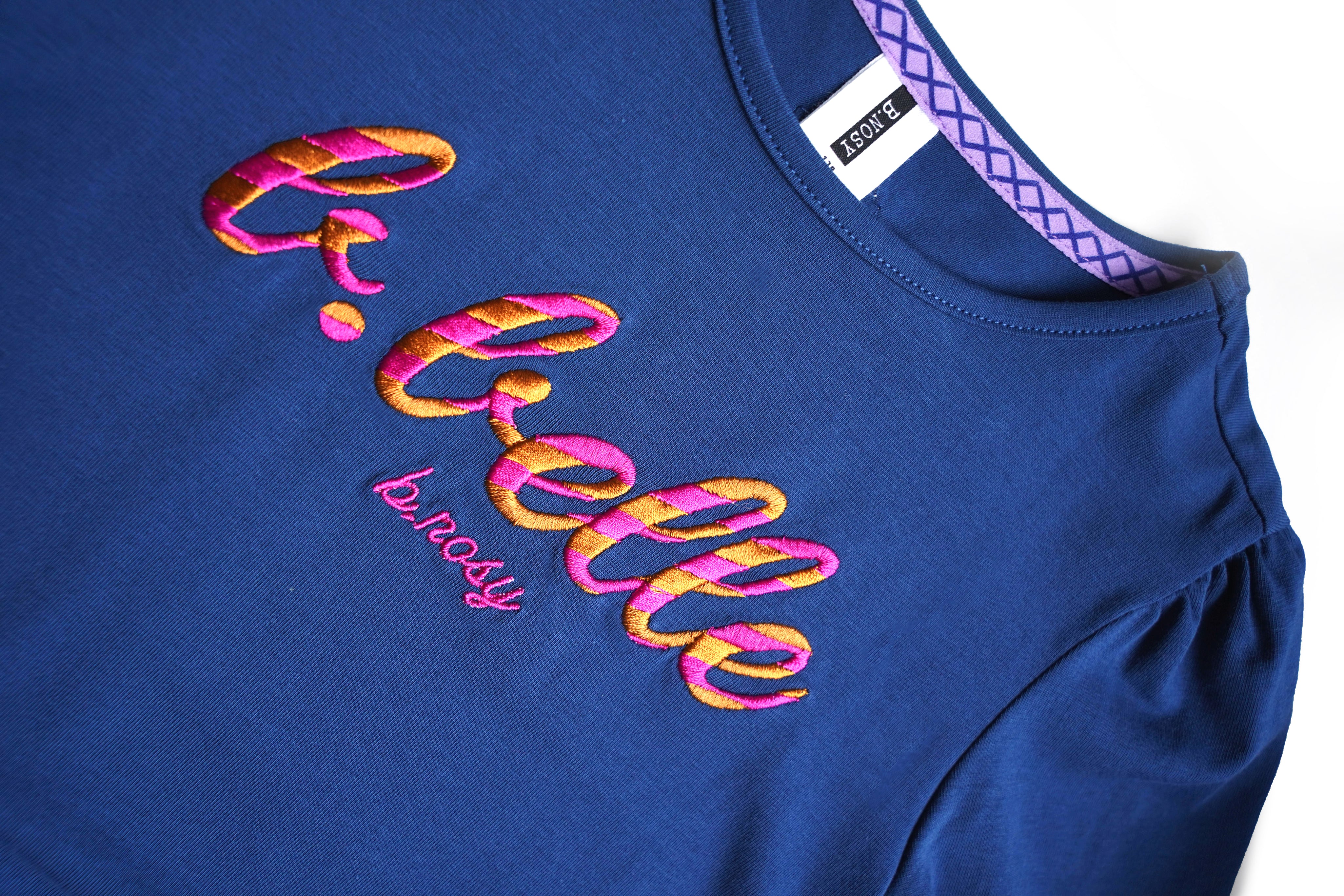 B.Nosy Mädchenkleid mit Puffärmeln und Retro-Allover-Mesh-Rock + Gürtel