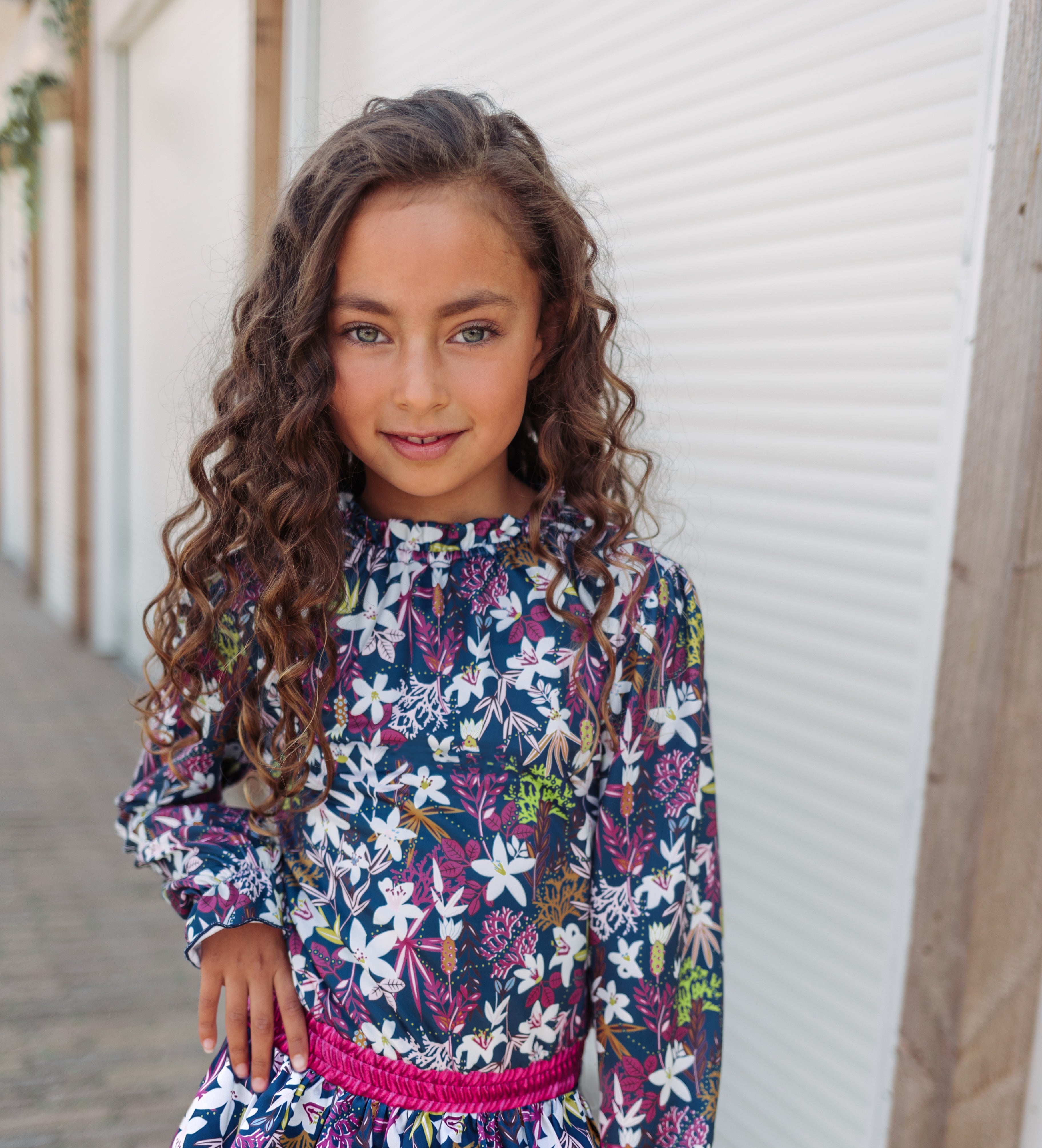 Girls dress with belle flower ao top and metallic skirt Cabaret 2026