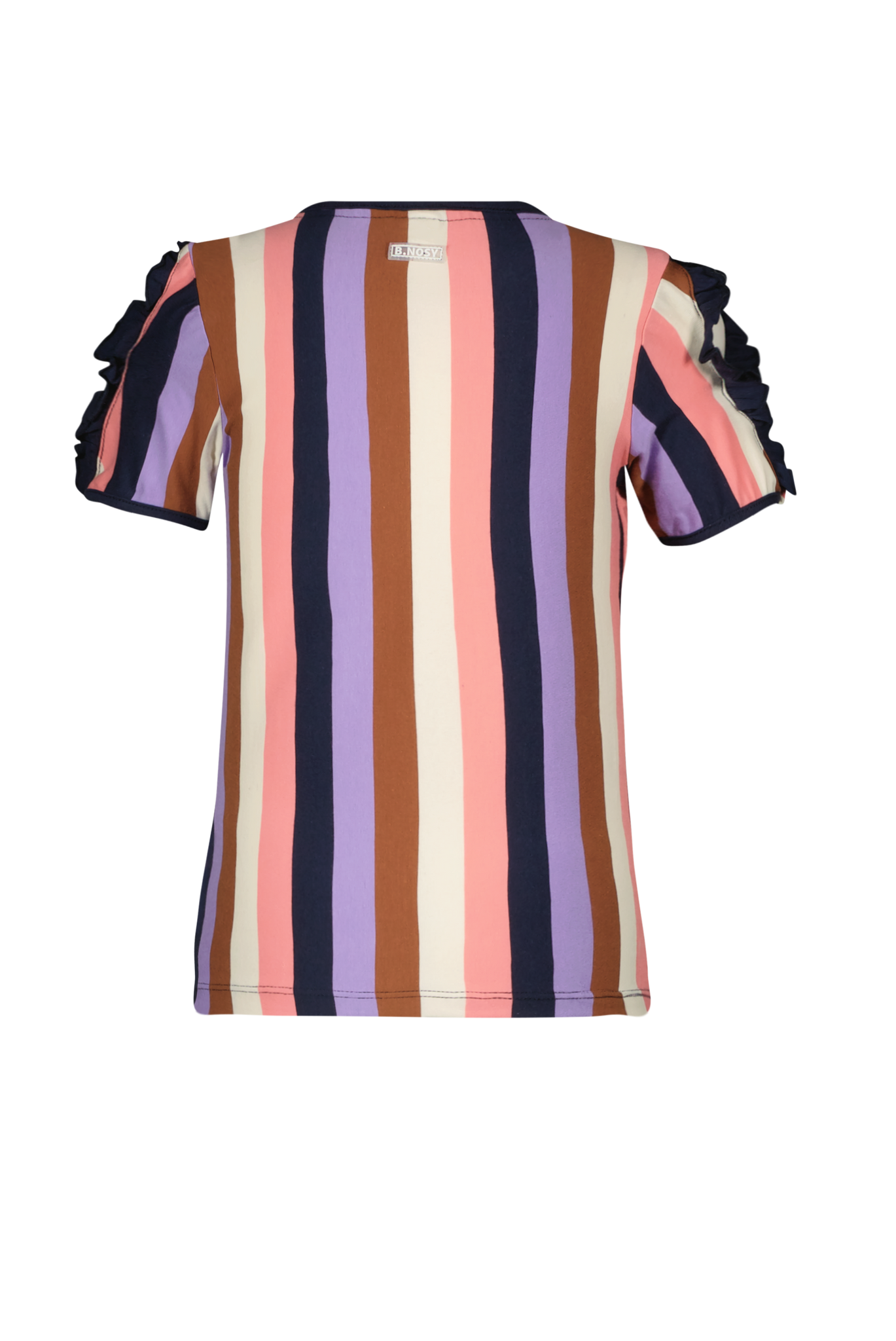 Girls ss shirt w/ open shoulder in multi color stripe