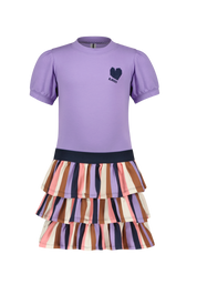 B.Nosy Girls Dress W/ Lilac Puff Sleeves Top / 3 Layers Skirt