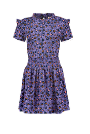 B.Nosy Mädchenkleid in Leo Aop Smock Wb und Rüschen an der Schulter