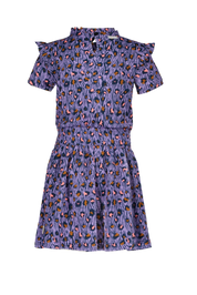 B.Nosy Mädchenkleid in Leo Aop Smock Wb und Rüschen an der Schulter