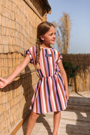 B.Nosy Girls Multi Color Stripe Dress W/ Cut Out Side Part