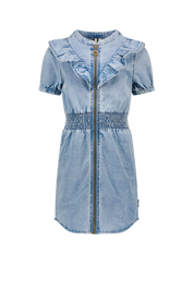 B.Nosy Mädchen Chambray-Kleid mit Reißverschluss und gesmoktem Bund