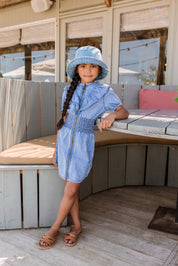 B.Nosy Mädchen Chambray-Kleid mit Reißverschluss und gesmoktem Bund