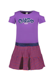 Girls dress w/ open shoulder part and YDS skirt part purple 2026