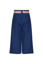 Mini girls texture fabric palazzo pants w/ aop belt