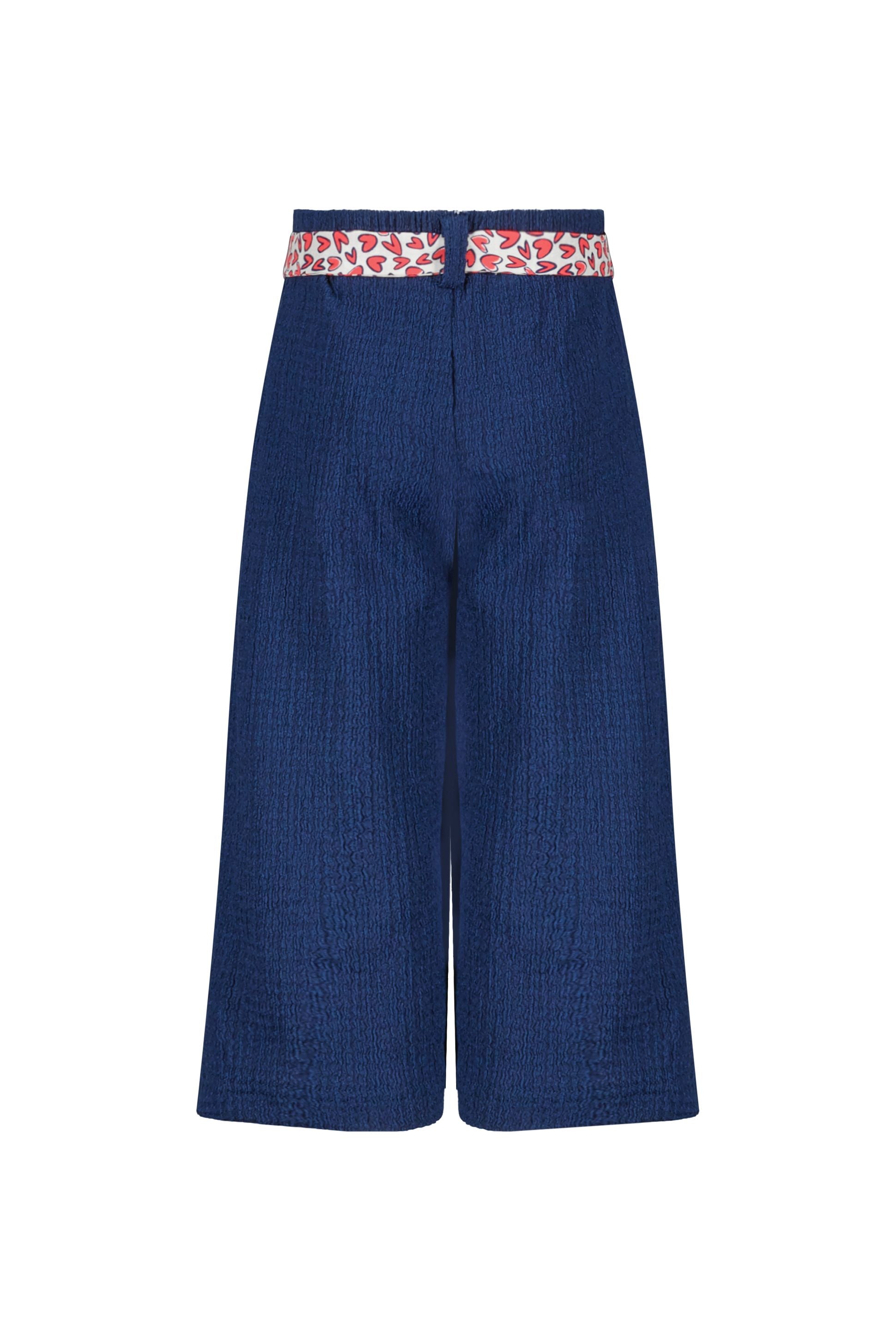 Mini girls texture fabric palazzo pants w/ aop belt