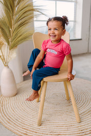 Mini girls texture fabric palazzo pants w/ aop belt