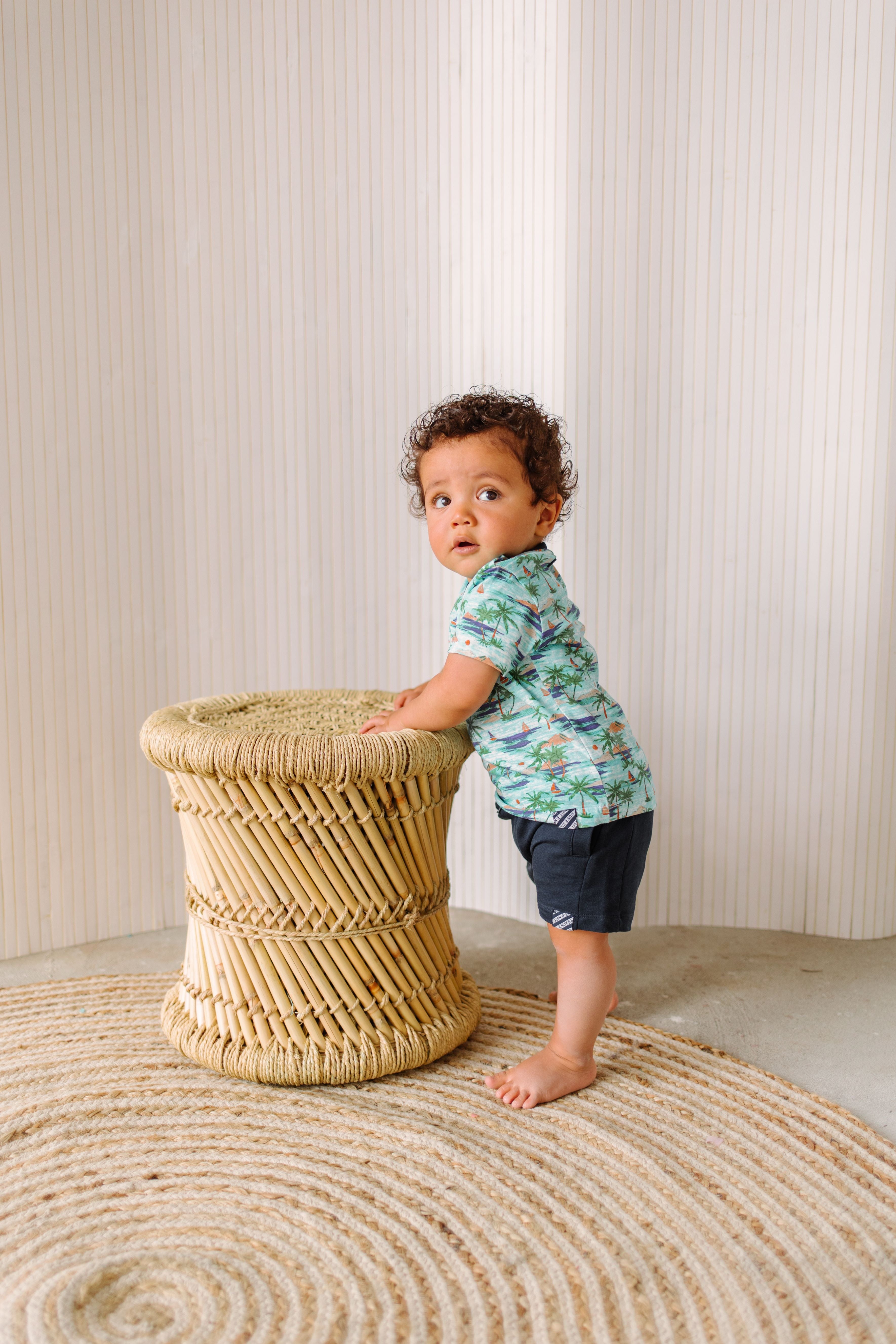 Mini boys slub t-shirt w/ limit palm aop
