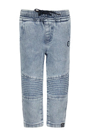Mini boys denim pants w/ folded knee parts
