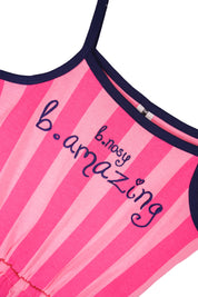 Girls long stripe dress w/ elastic in waist Phlox Pink 2026