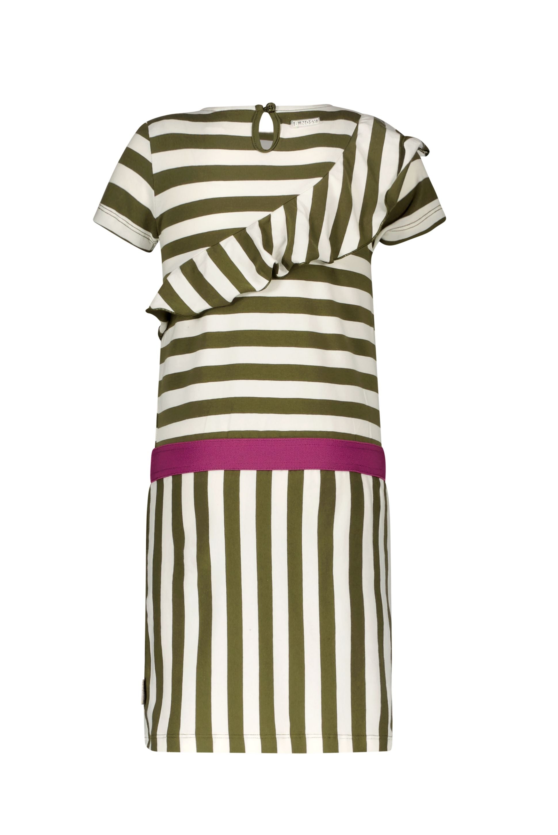 Girls dress w/ elastic in waist and big ruffle on front Dazz stripe 2026
