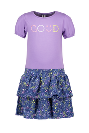 Girls dress w/ lilac top and leopard aop 2-layer skirt Boug Lilac 2026