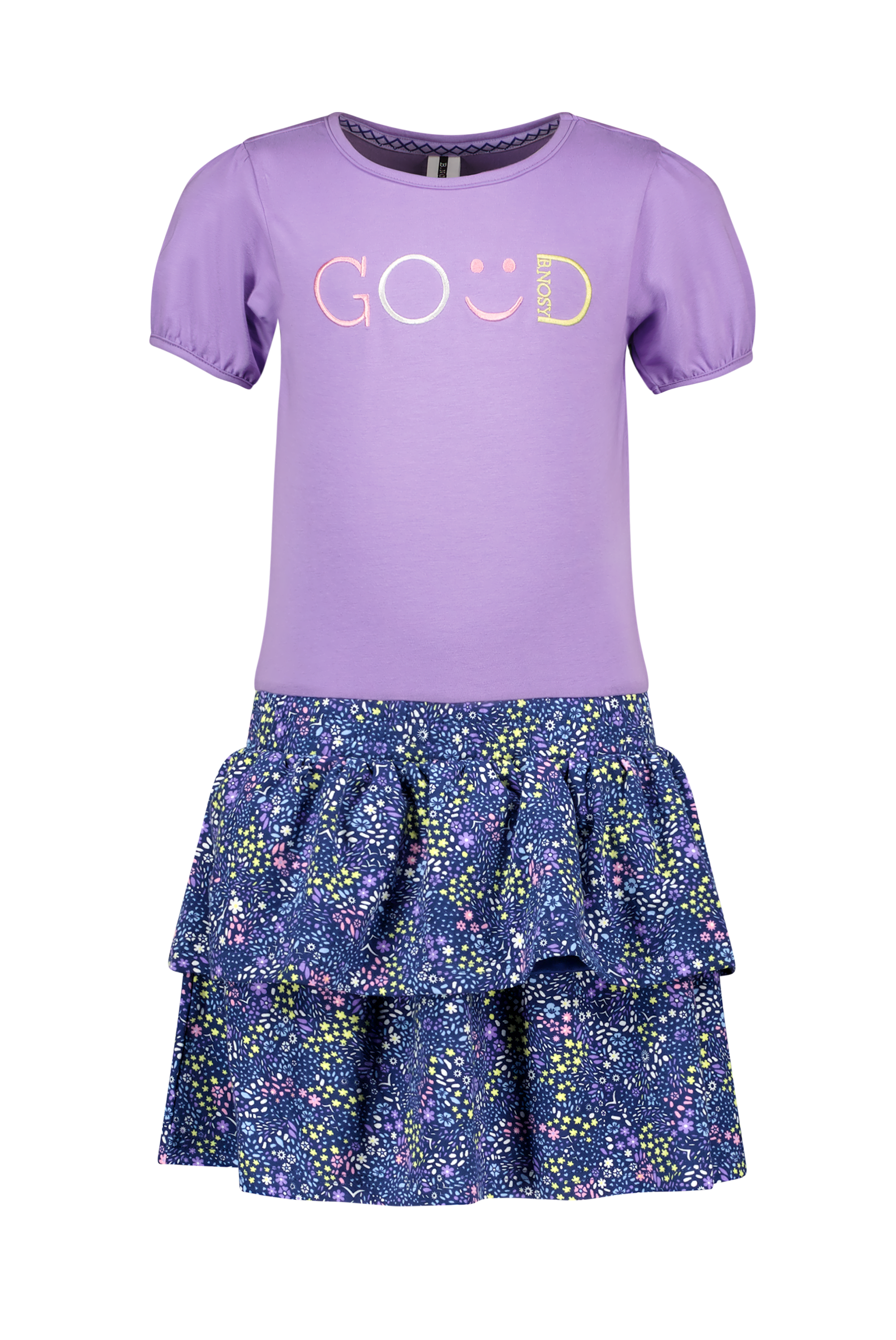Girls dress w/ lilac top and leopard aop 2-layer skirt Boug Lilac 2026