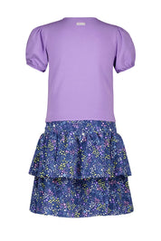 Girls dress w/ lilac top and leopard aop 2-layer skirt Boug Lilac 2026