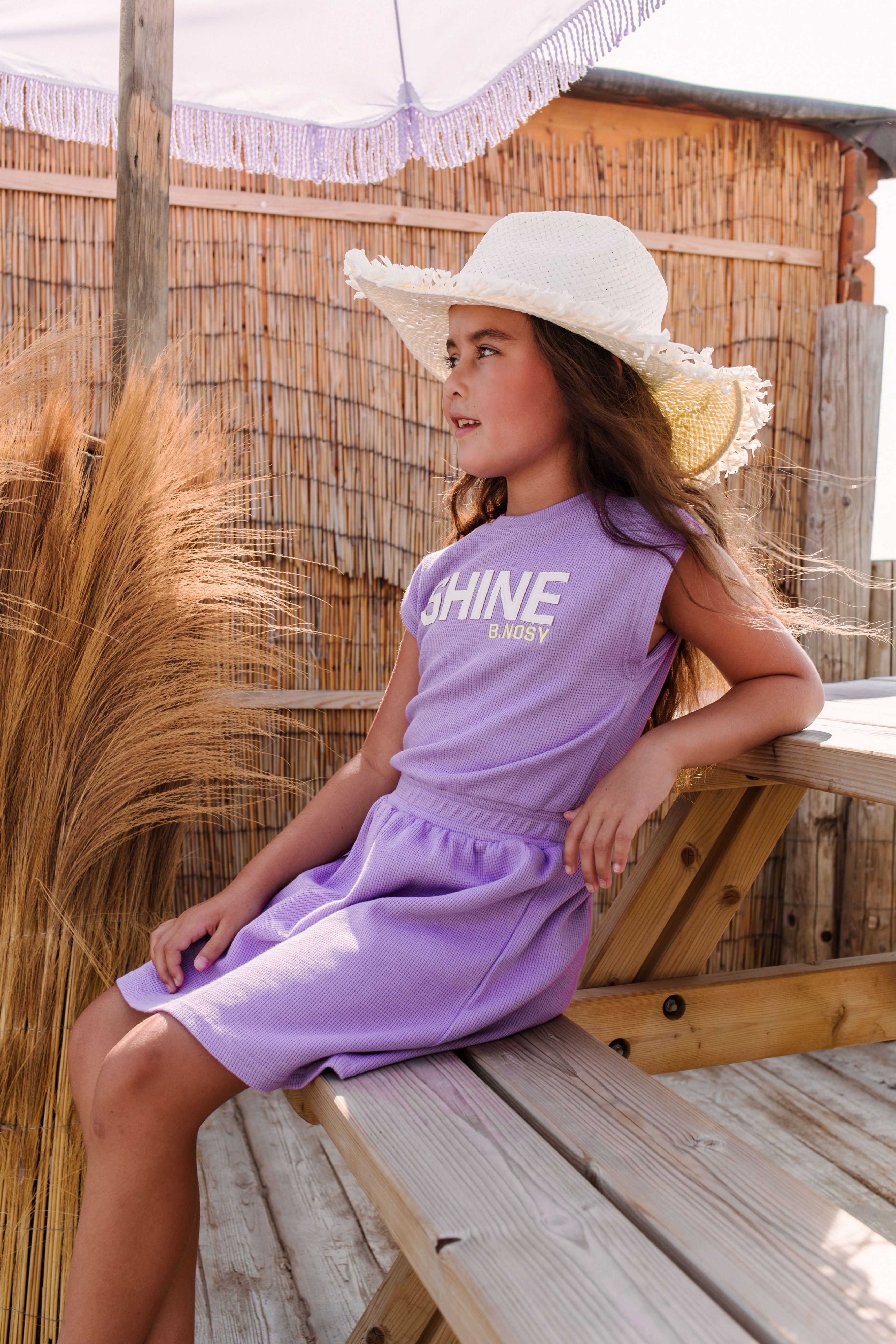 Girls small waffle midi dress w/ elasticated waist Boug Lilac 2026