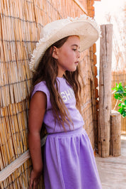 Girls small waffle midi dress w/ elasticated waist Boug Lilac 2026