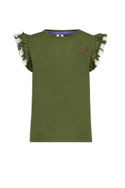 Mini girls top w/ contrast stripe ruffle