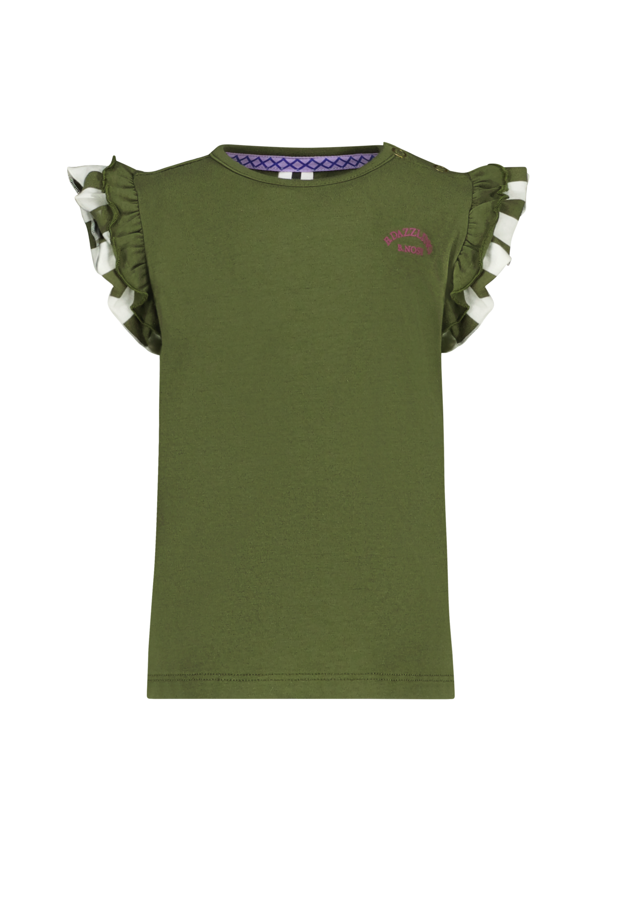 Mini girls top w/ contrast stripe ruffle