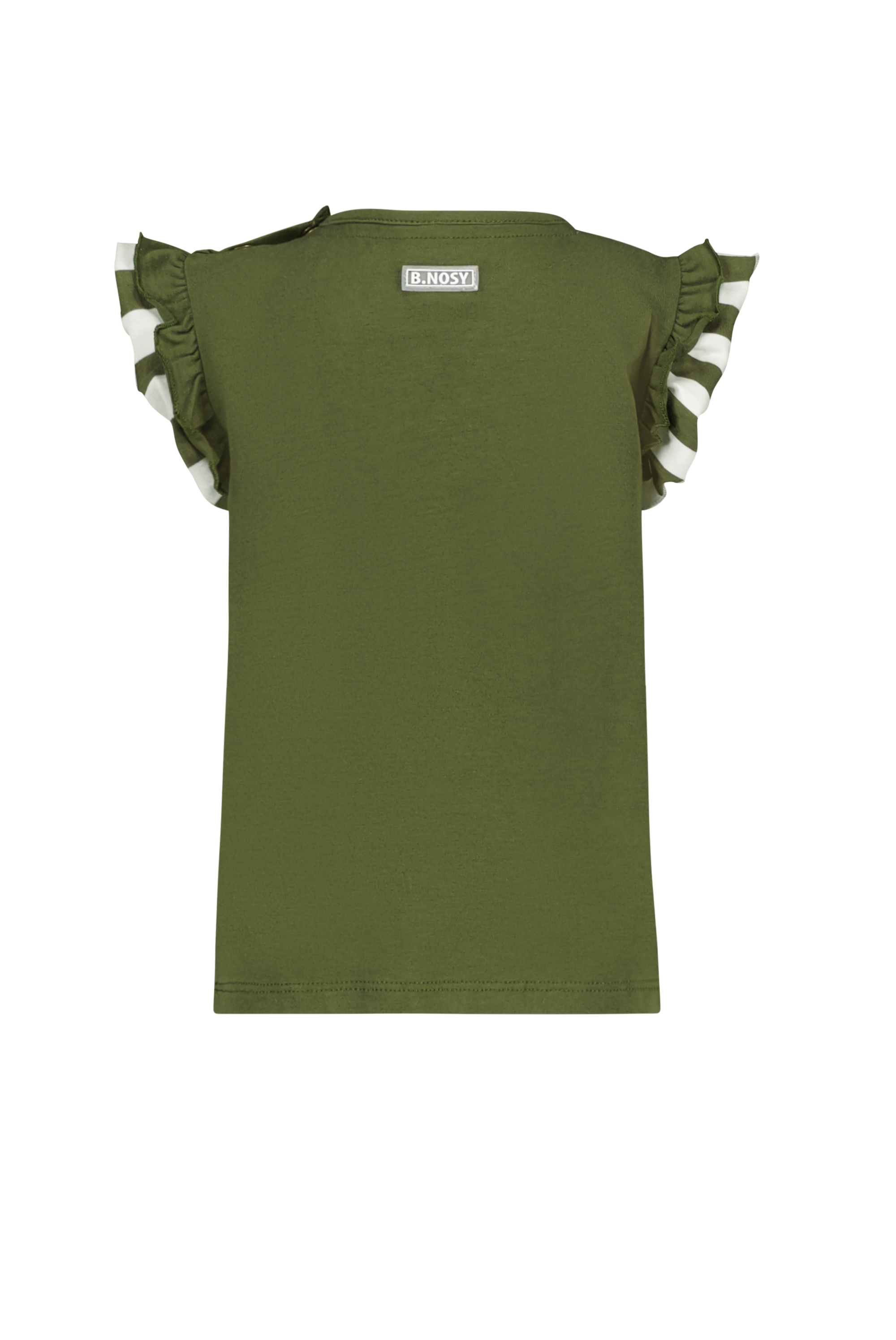 Mini girls top w/ contrast stripe ruffle