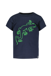 Mini boys ss shirt w/ neon green embroidery on CF