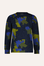 SIMON print sweater blue