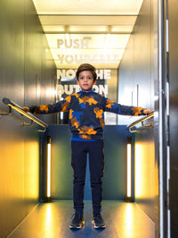 B.Nosy Simon Sudadera con estampado azul y naranja - Sonrisas AO / 98