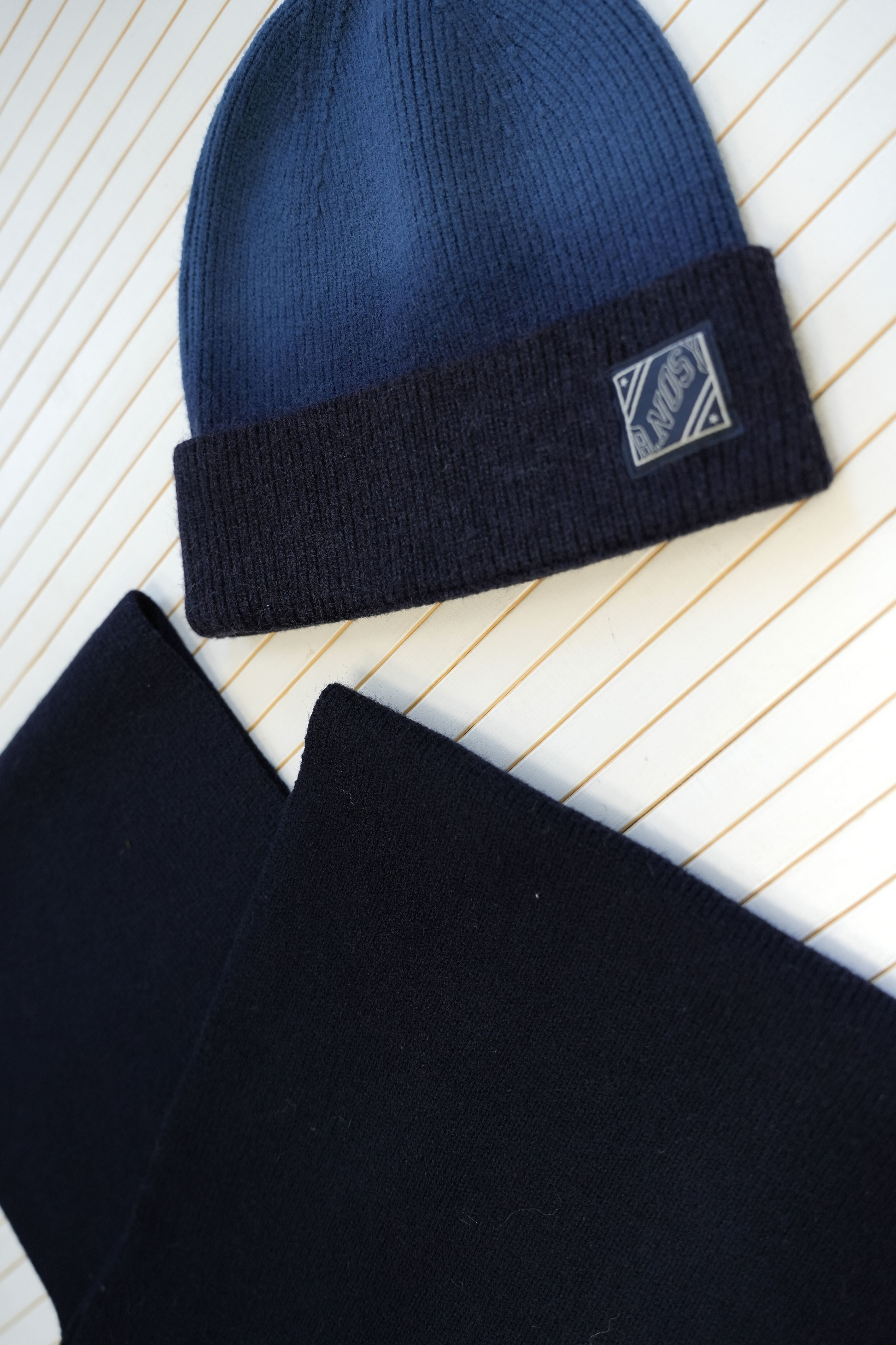 AEDEN hat + scarf blue