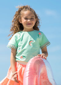 T-shirt B.Nosy Tanja verde Blossom - Verde ghiaccio / 98