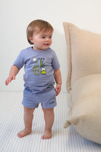 T-shirt B.Nosy Mini Thymen azzurra Surf - Viola persiano / 80