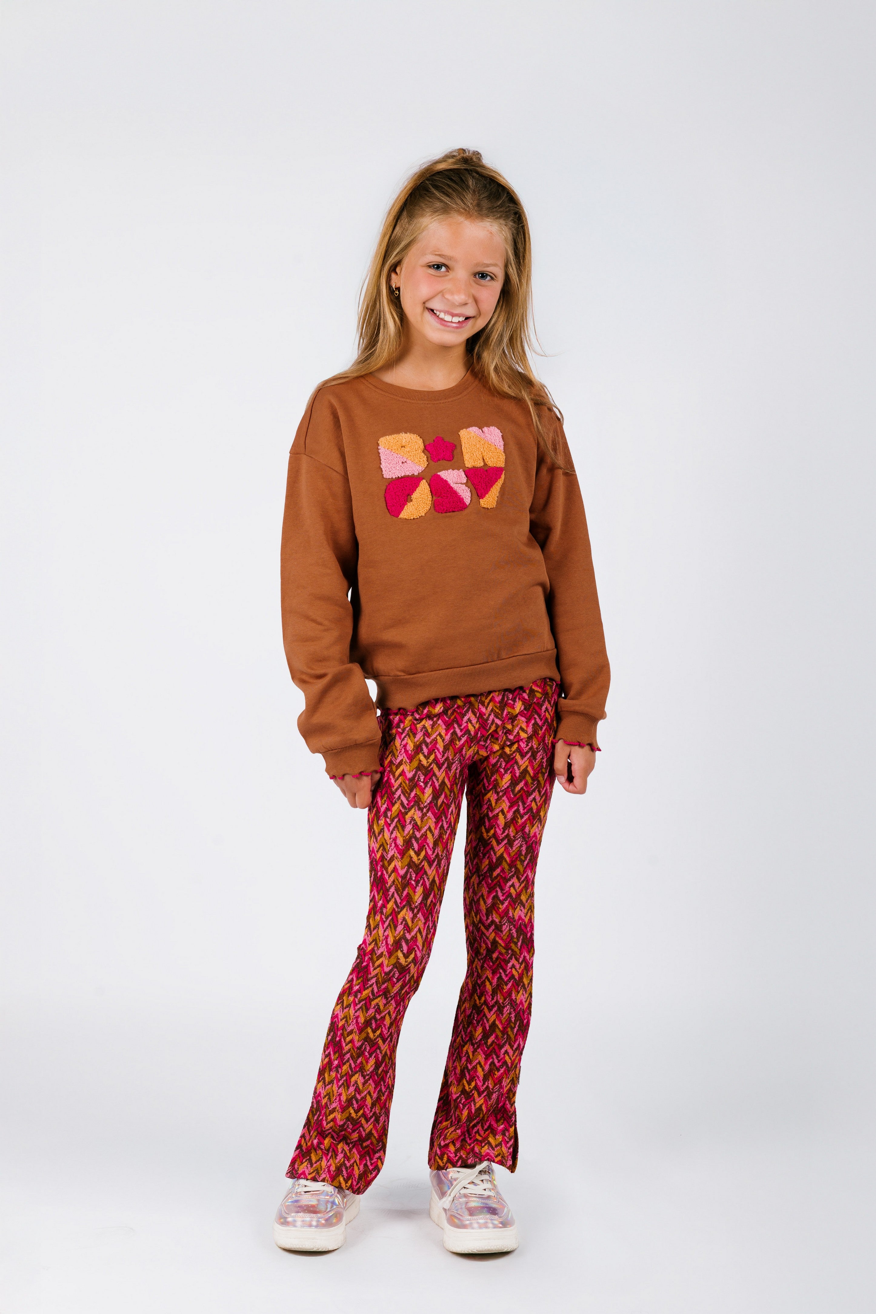 Pepper Flared Broek Zigzag Roze