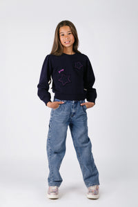 Pantaloni cargo in denim Patty - Denim blu medio / 104