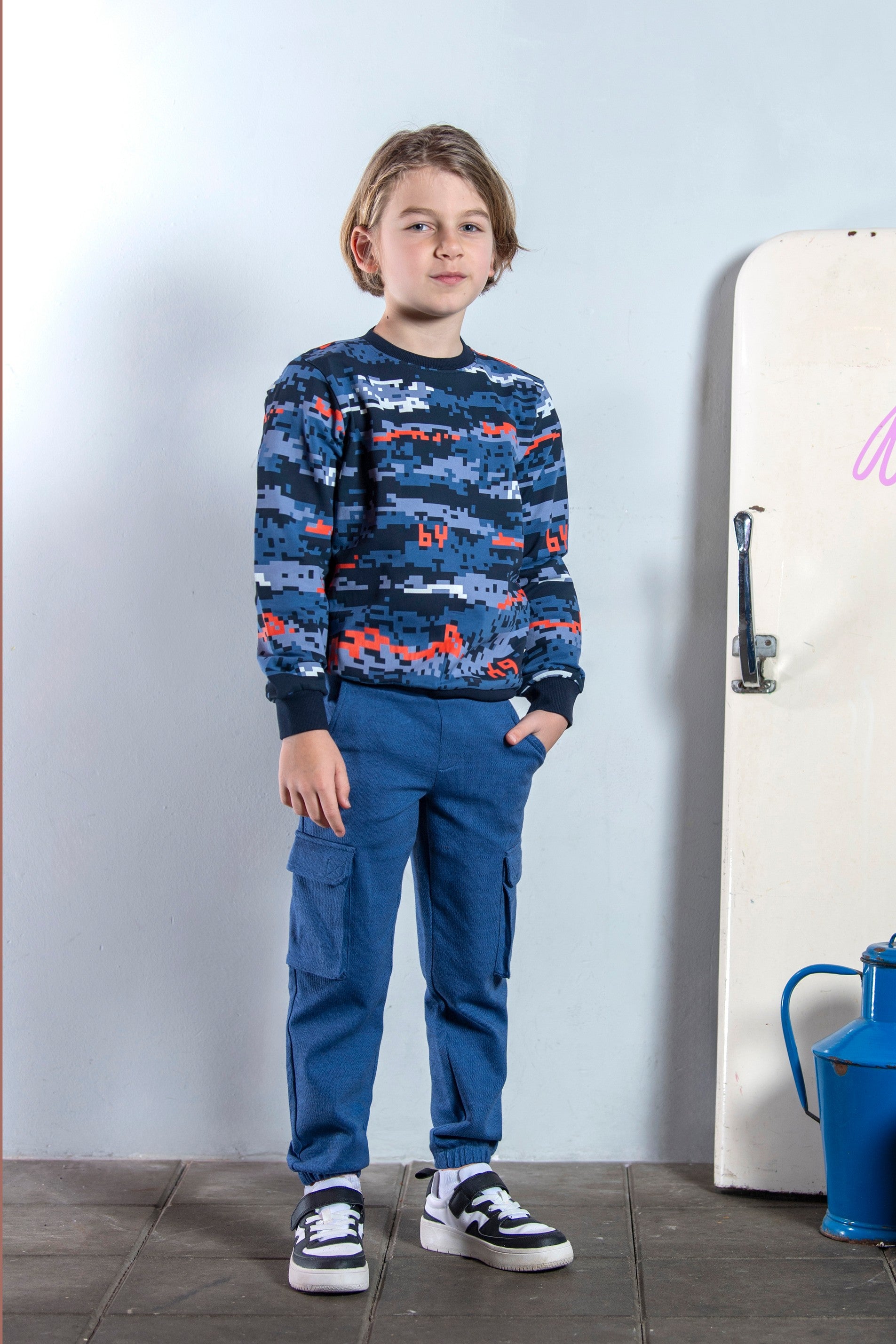 Scott Sweater Print Blauw