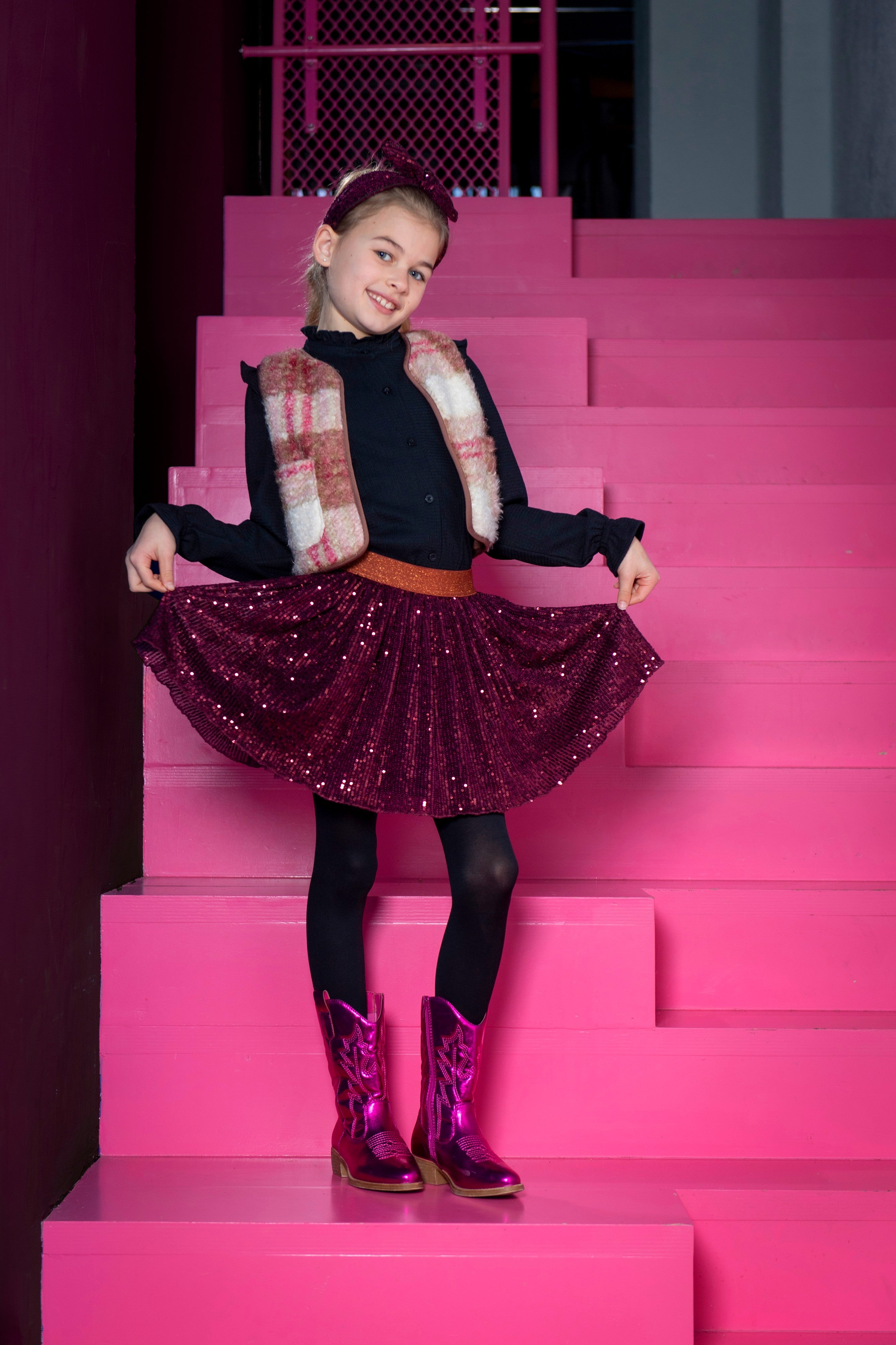 Gina Gilet Ruit Roze