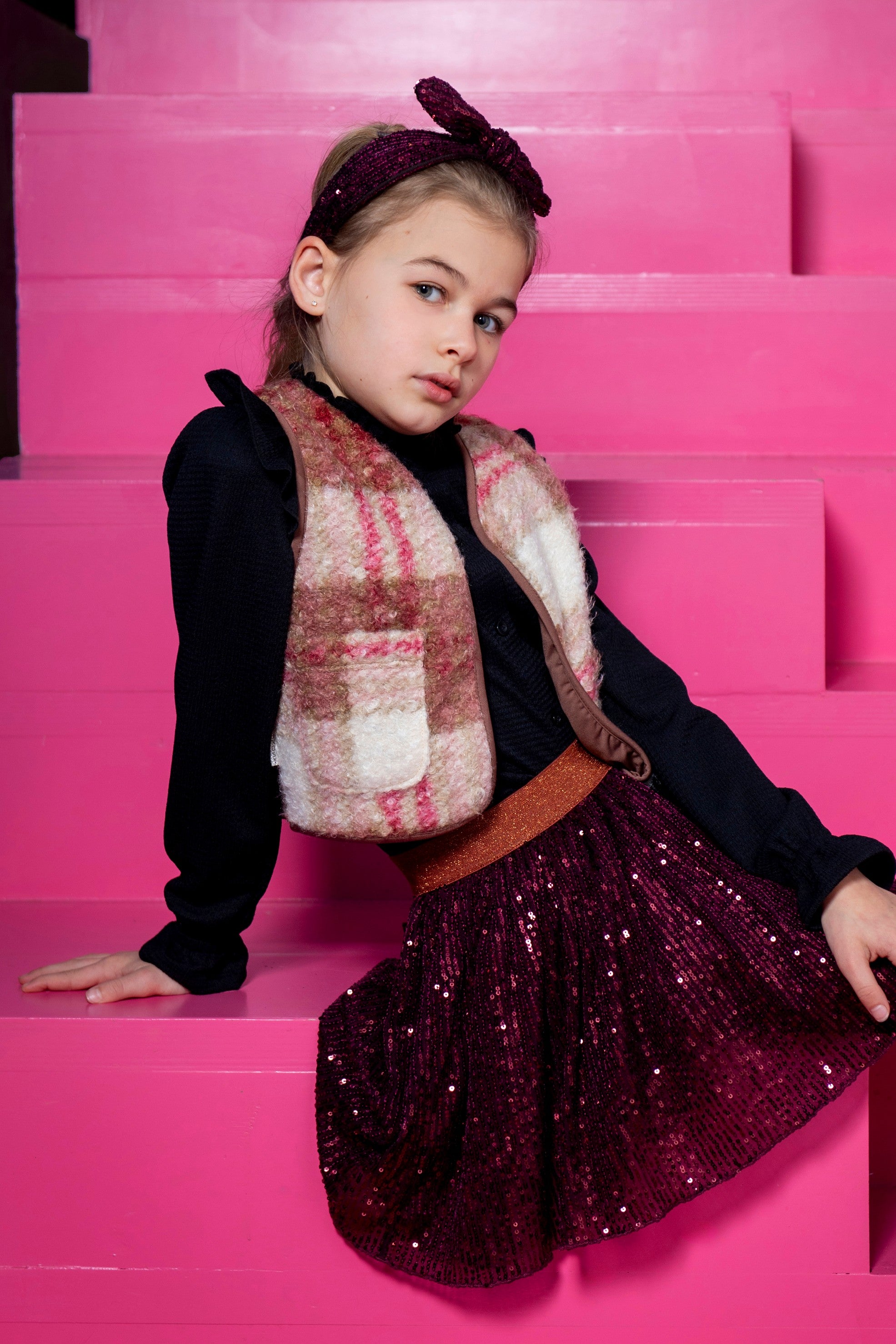 Gina Gilet Ruit Roze
