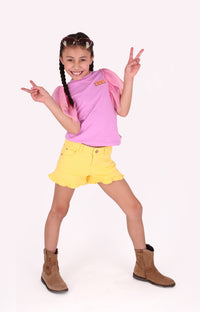 Shorts in denim Portia giallo - Aspen Gold / 104