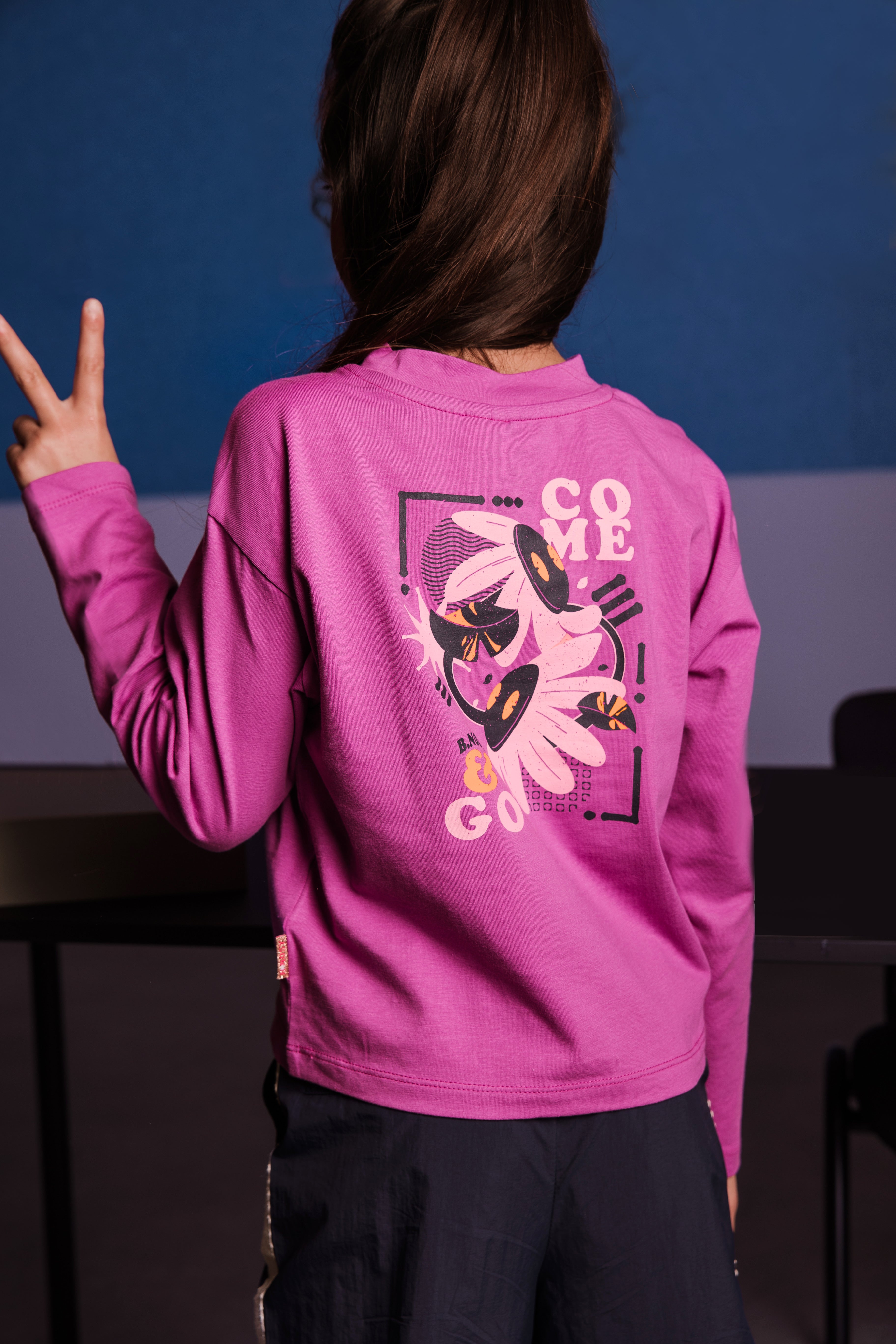 Tina Lange Mouwen Shirt Paars Catt Orchid