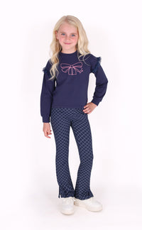 Priya Uitlopende Broek Donkerblauw - Navy Smart Check / 98