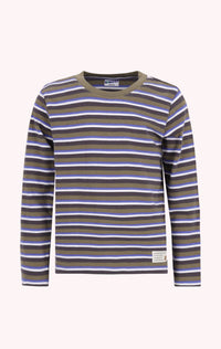 Tobias Striped Long Sleeve Shirt Green - Stone Gray / 98