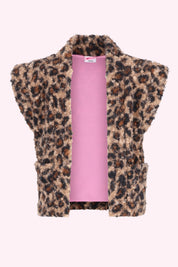 Georgie Teddy Gilet Panterprint Bruin