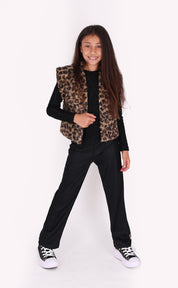 Georgie Teddy Gilet Panterprint Bruin