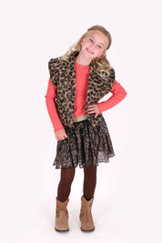 Georgie Teddy Gilet Panterprint Bruin